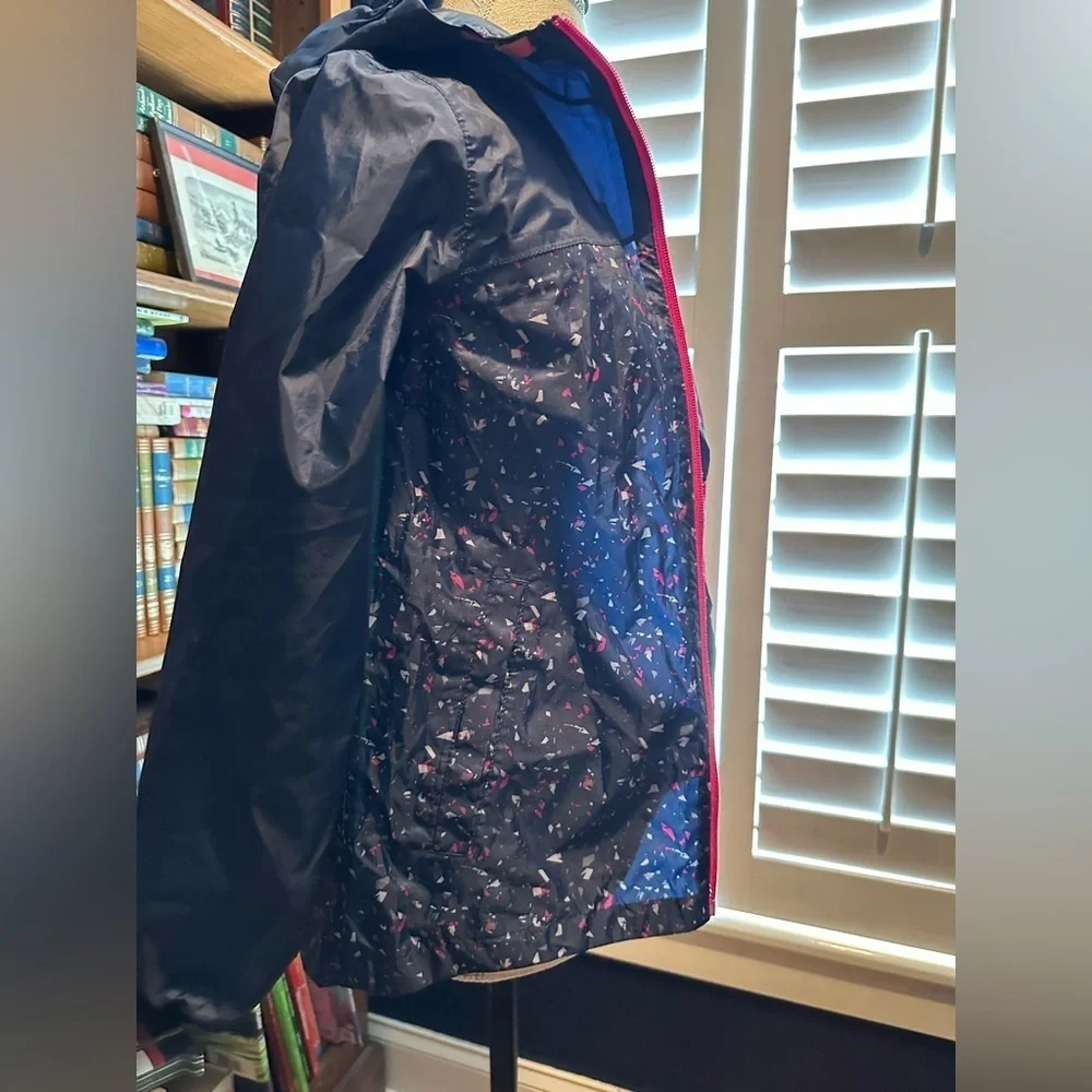 Quechua Kids' Navy Raincoat with Pink Accents
